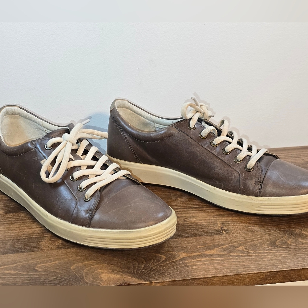 Ecco Soft 7 NWOT Brown Leather Sneaker Women's Size 11.5 - Picture 2 of 9